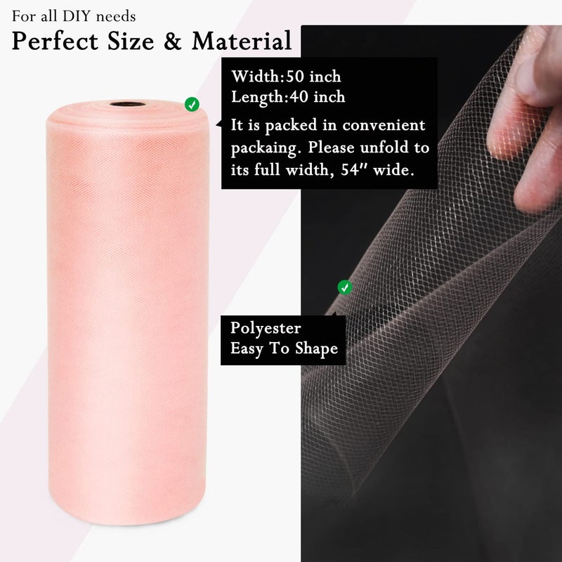 IONTACH Blush Tulle Fabric Rolls 54 Inch by 40 Yards Tulle Bolt Spool for Wedding Decorations DIY Tutu Baby Shower Table Skirt Ceiling Decor Birthday Party Craft Supplies - Image 2